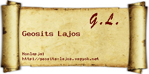 Geosits Lajos névjegykártya
